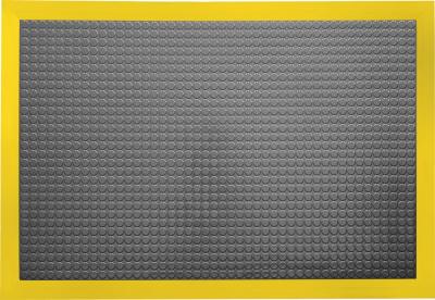 ESD Anti-Fatigue Floor Mat with 5 cm Yellow Bevel | Infinity Smooth ESD | Black | 60 x 120 cm | Grounding Cord + Snap (15')